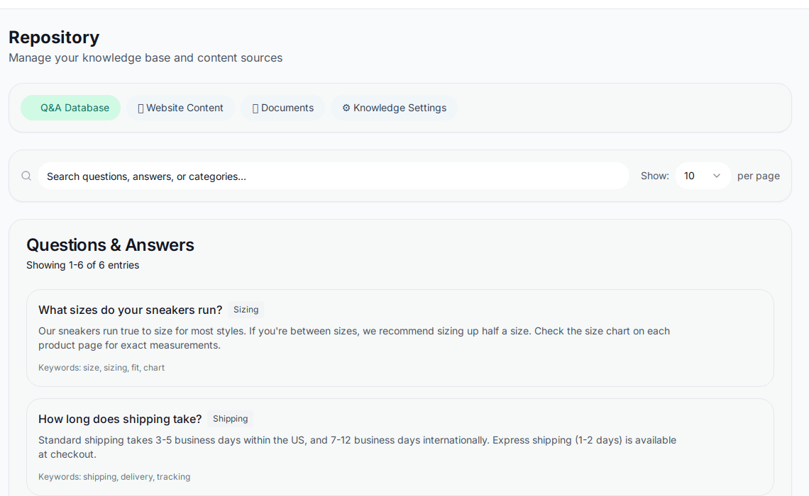 ARAM knowledge repository screenshot